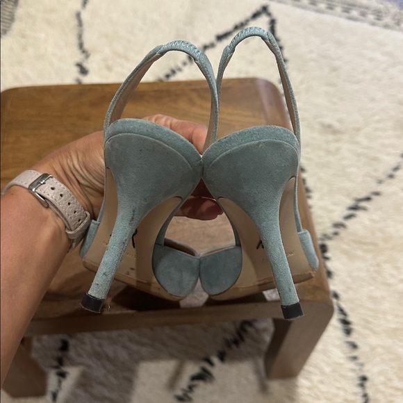 Paul Andrew slip on suede baby blue sandals heel 65mm sz 37 - Picture 2 of 7